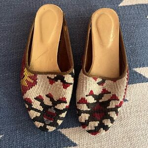 Vintage Turkish kilim mules